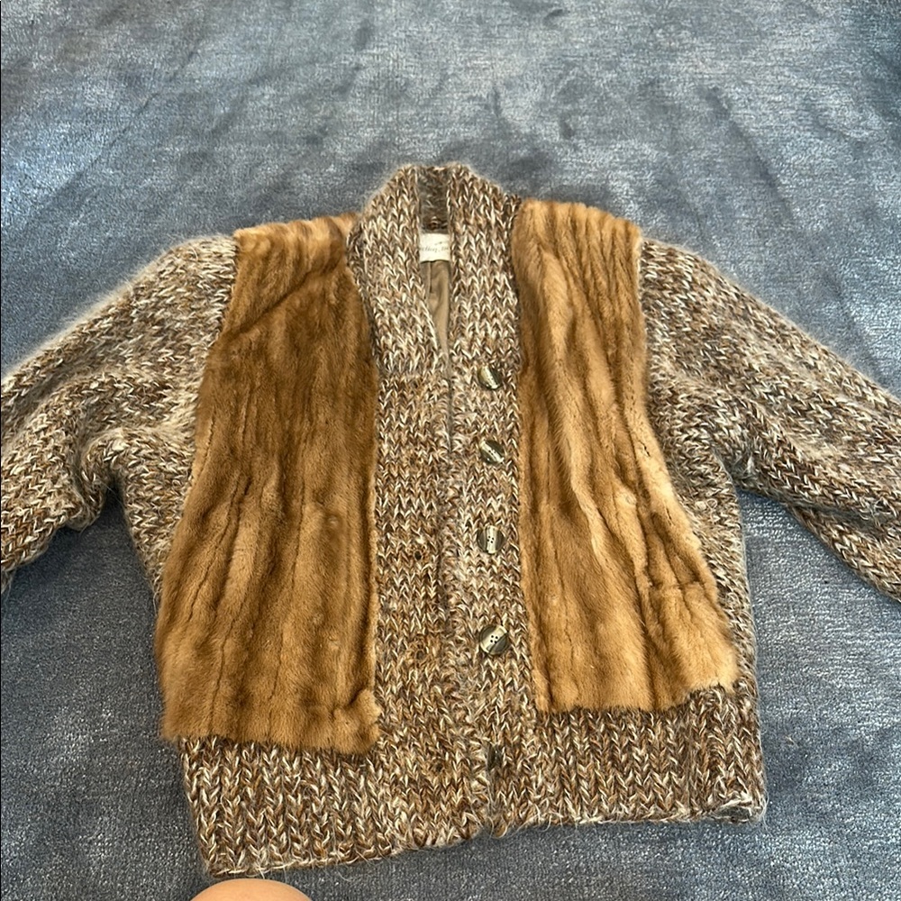 Brown and Tan Women's fur Jacket